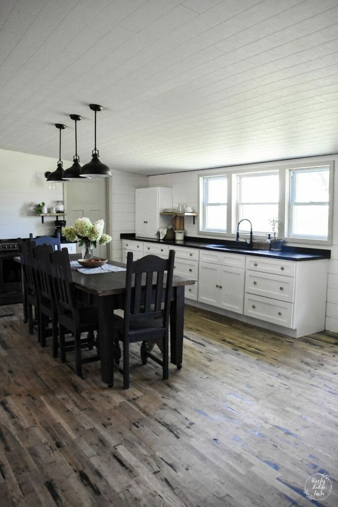 Gorgeous hardwood flooring in a renovated mobile home
