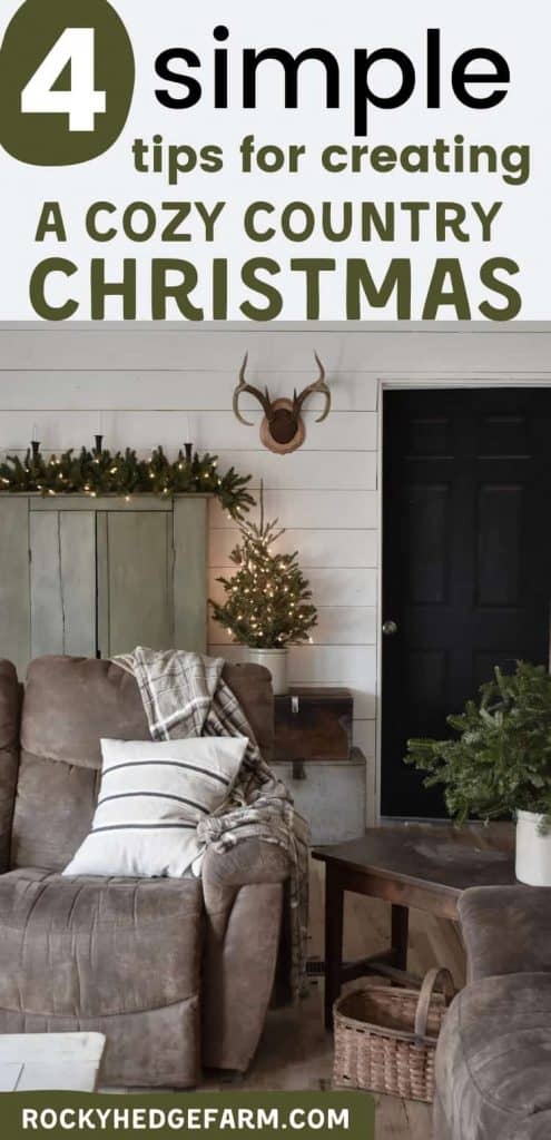 cozy rustic farmhouse Christmas living room