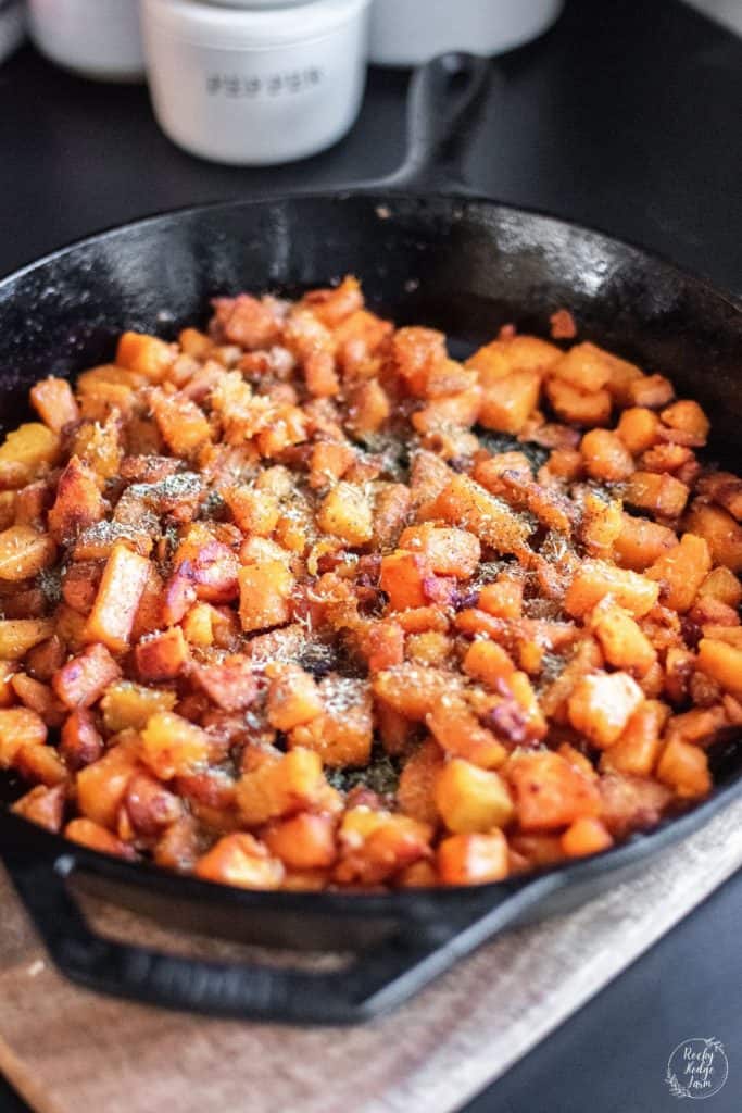 Pan Fried Sweet Potatoes with Seasonings