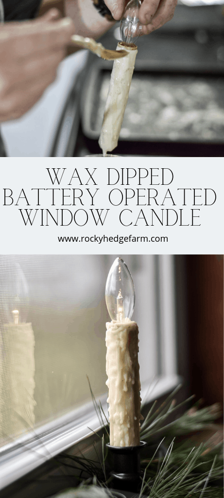 Wax Dipped Window Primitive Battery Operated Candle