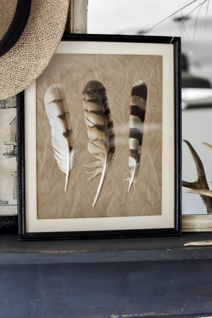 DIY Framed Feather for a Rustic Fall Decorating Style