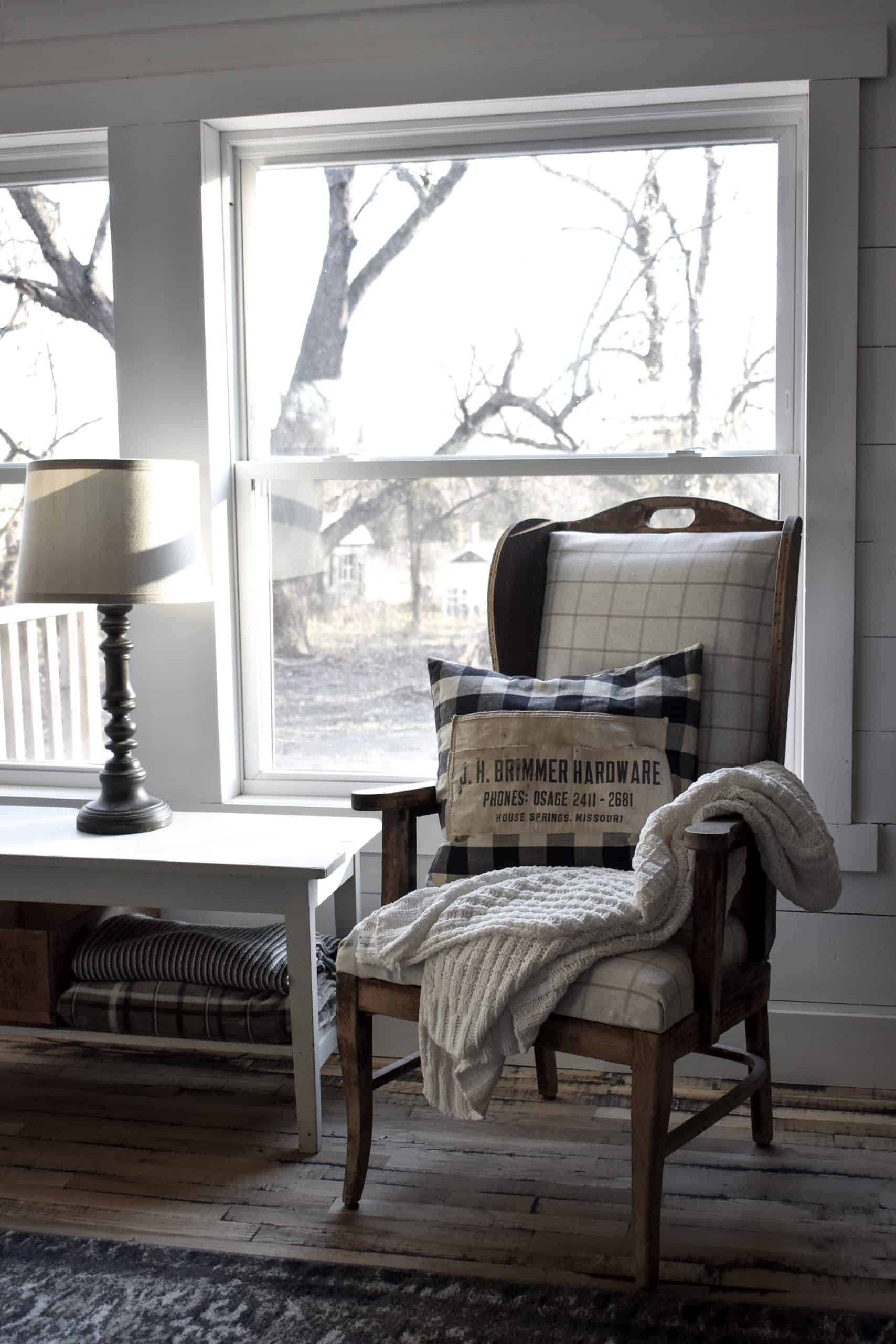 Antique Rustic Vintage Wing Back Chair