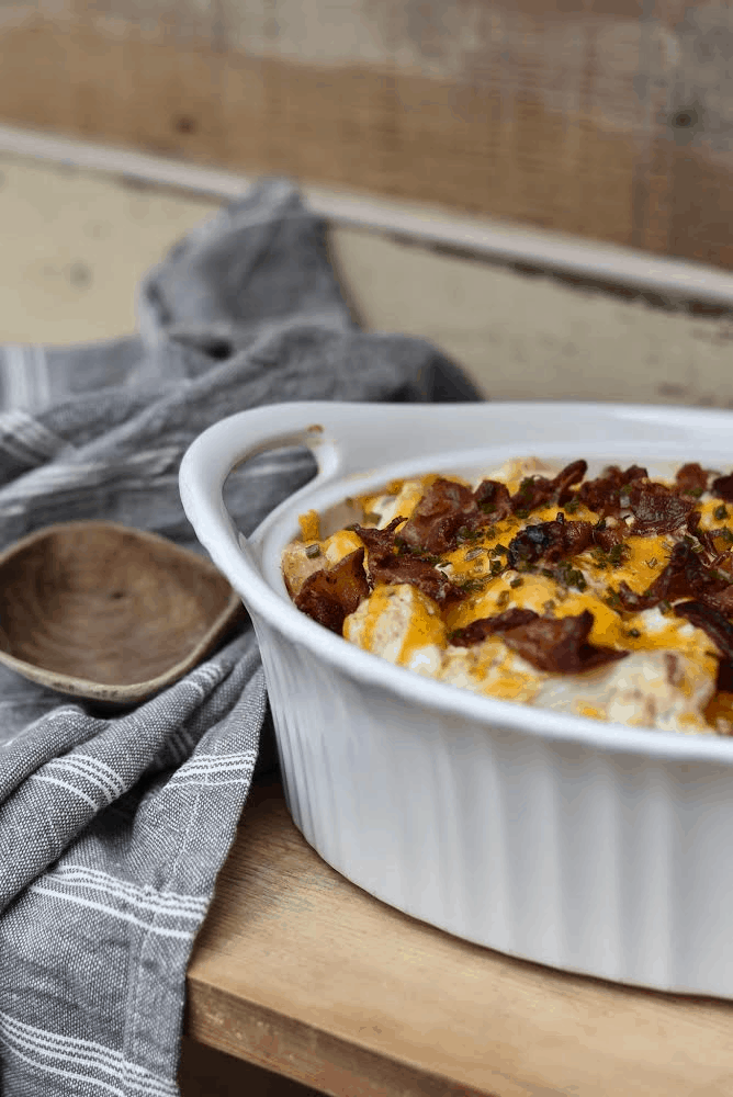 loaded roasted cauliflower with cheese and bacon