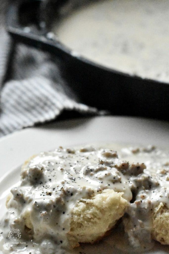 biscuits topped with rich and savory sausage gravy
