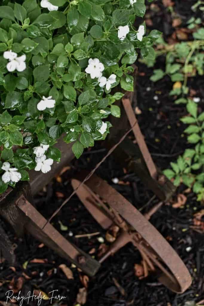 rustic garden wheelbarrow