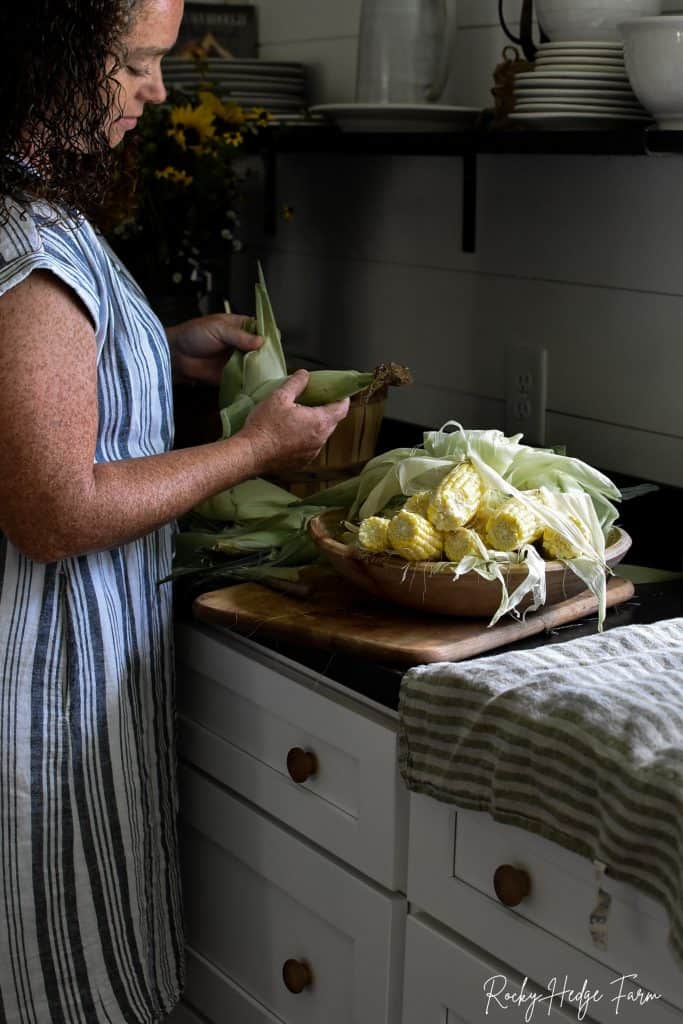 Shucking Farm Fresh Corn