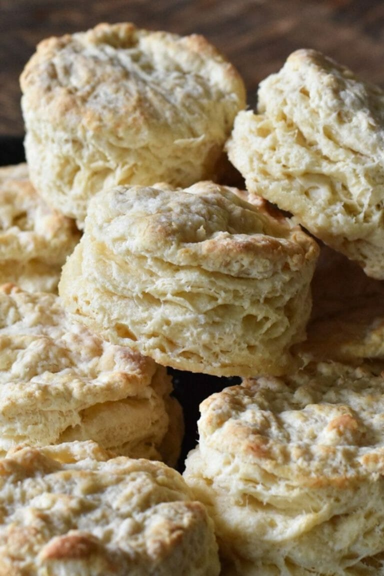 baked buttermilk biscuits on a skillet