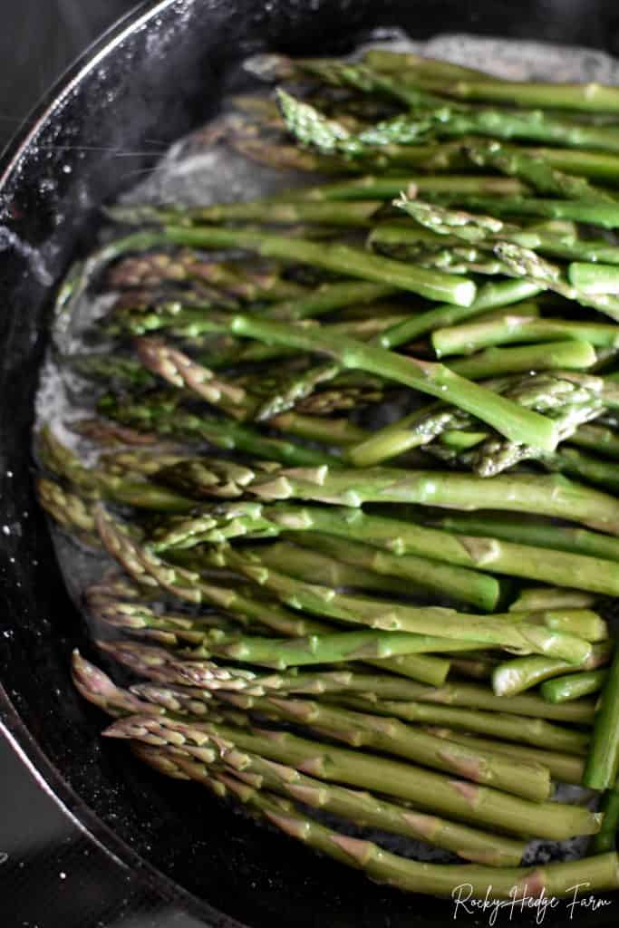 Asparagus Cooking in a Pan
