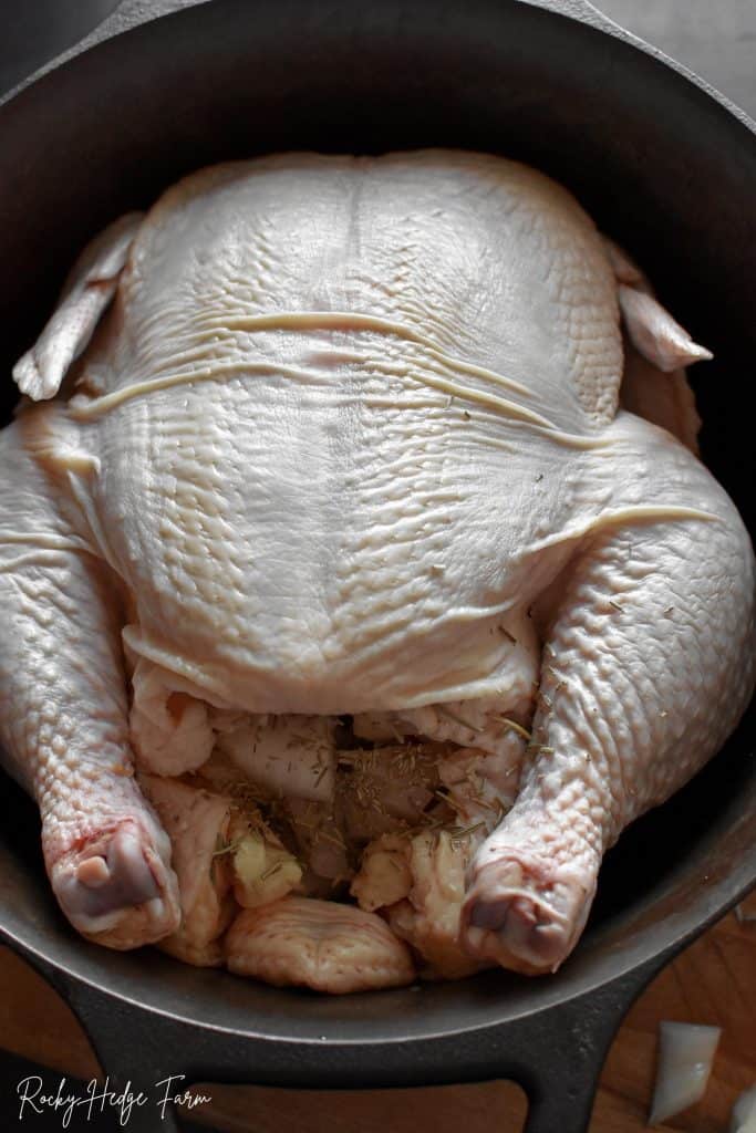 roasting a chicken in cast iron