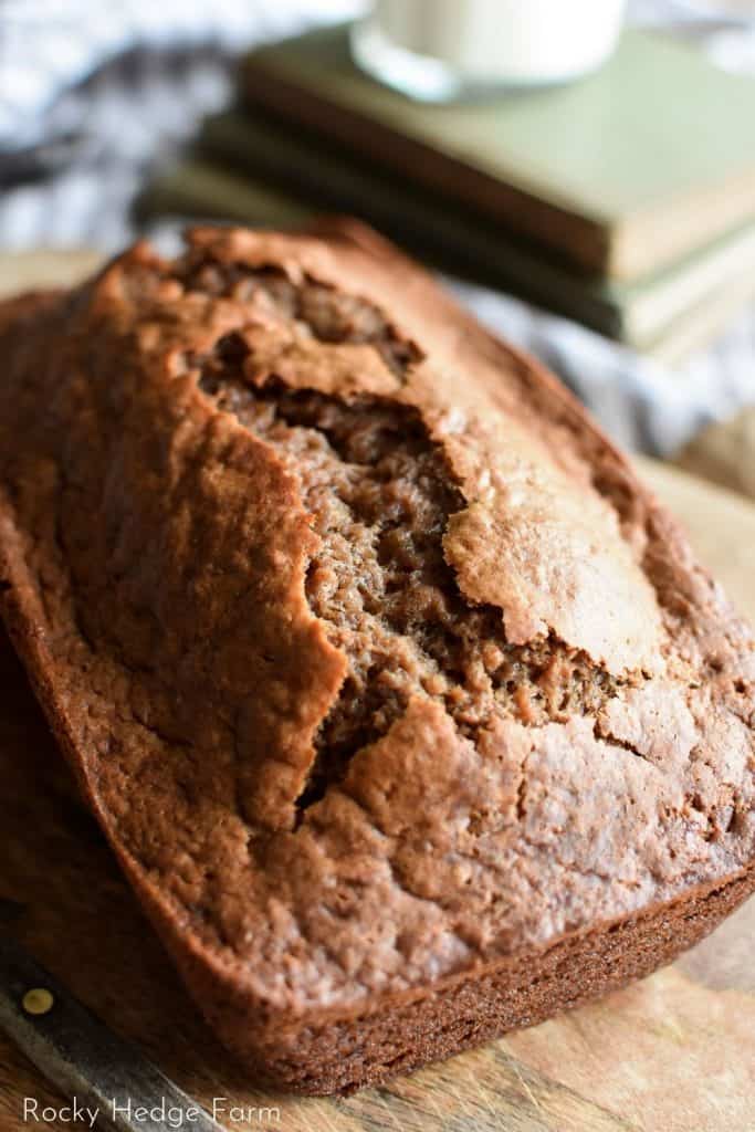 a whole loaf of freshly baked banana bread