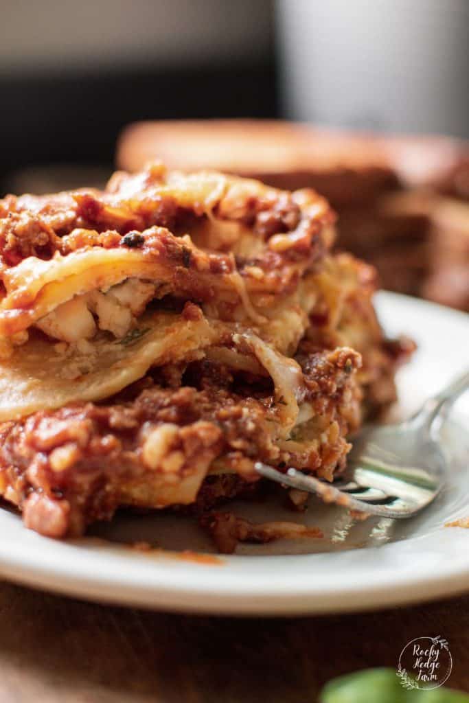 Dutch Oven Lasagna on a plate