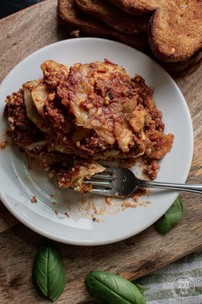 Homemade Lasagna on a plate 