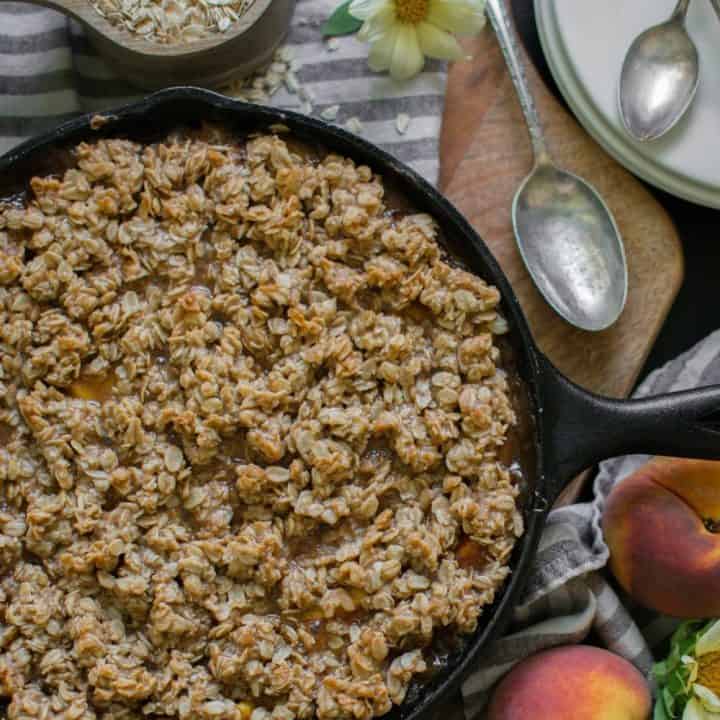 Peach Crisp in a Cast Iron Skillet