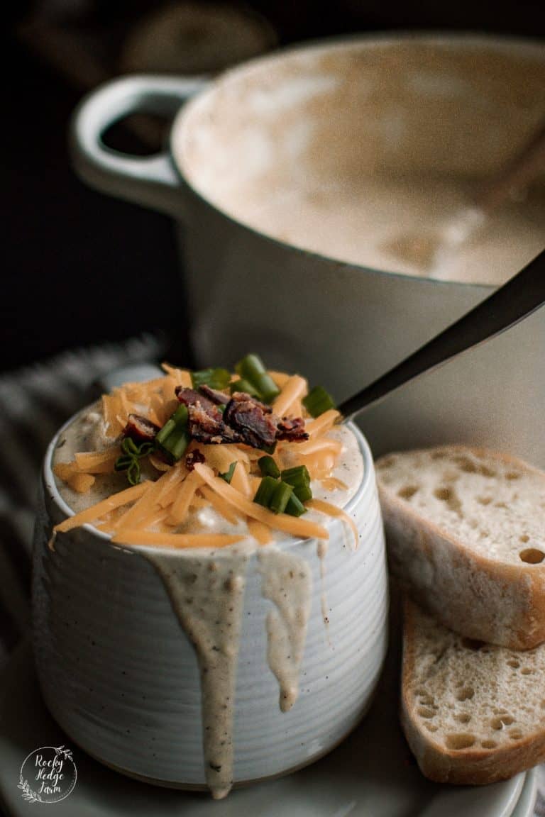 Bowl of Potato Soup with Bread