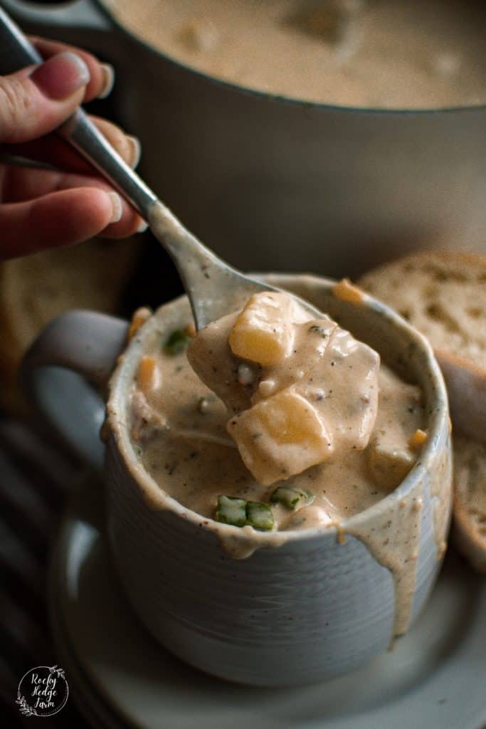 Dutch Oven Potato Soup in Bowl