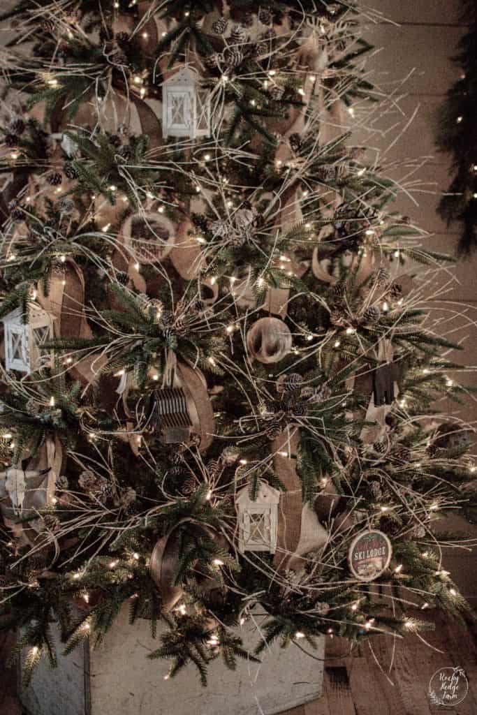 A Christmas Tree decorated with woodland ornaments