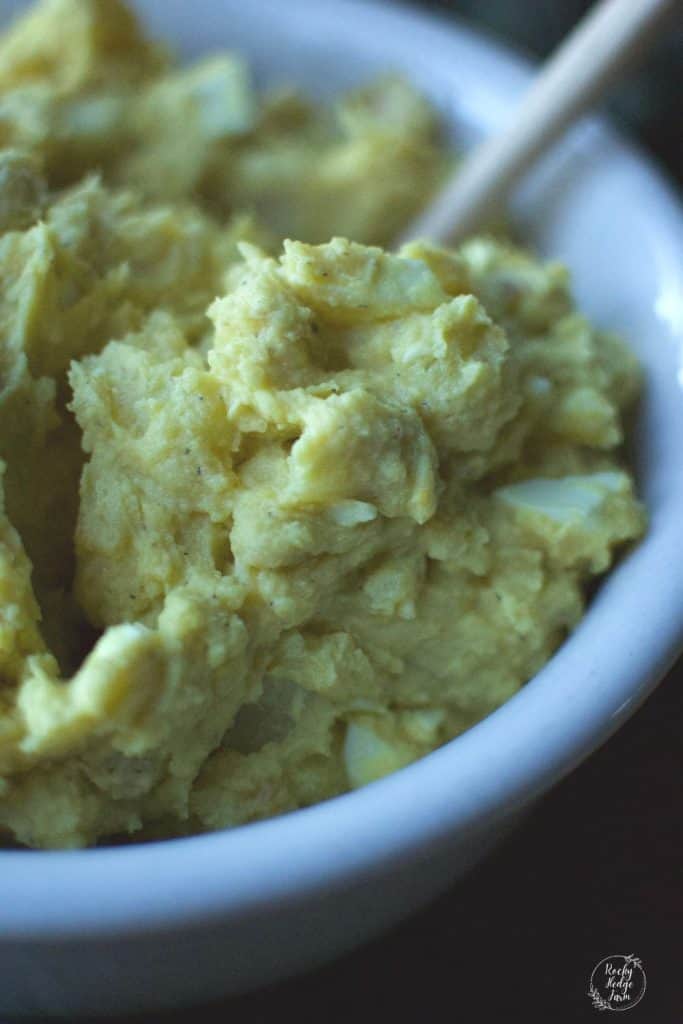 a bowl of homemade potato salad