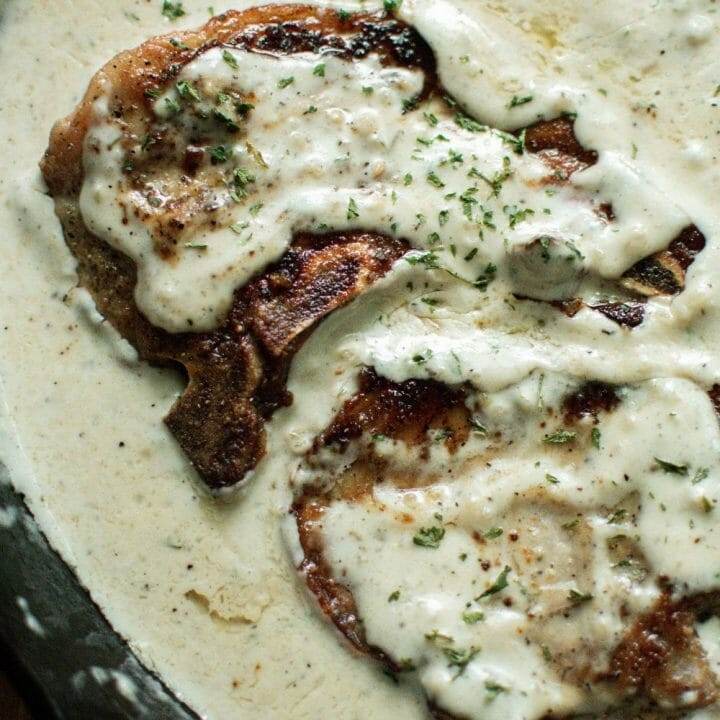 Cast Iron Skillet Pork Chops with Creamy Sauce