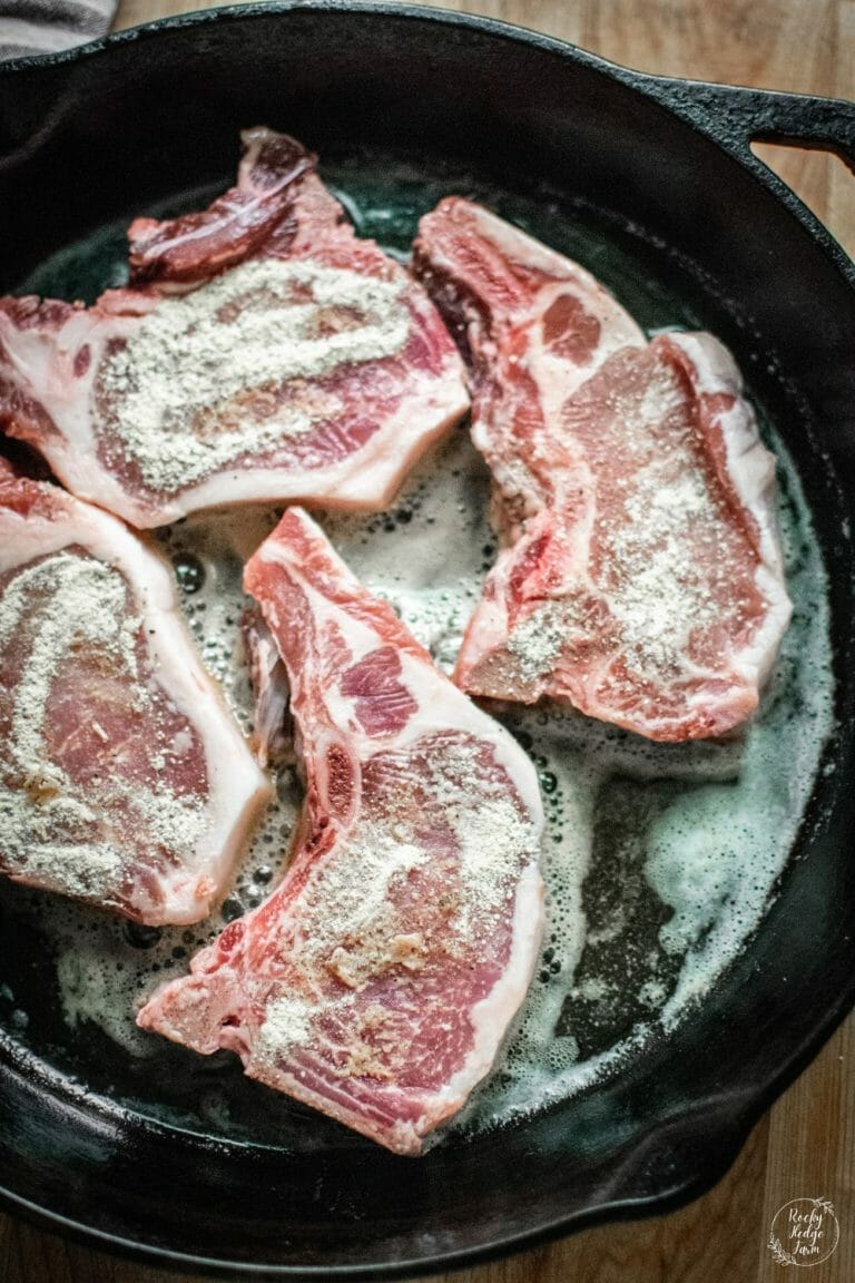 Cast Iron Skillet Pork Chops With Creamy Sauce Rocky Hedge Farm 