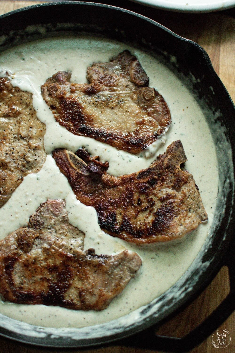 Cast Iron Skillet Pork Chops With Creamy Sauce Rocky Hedge Farm 