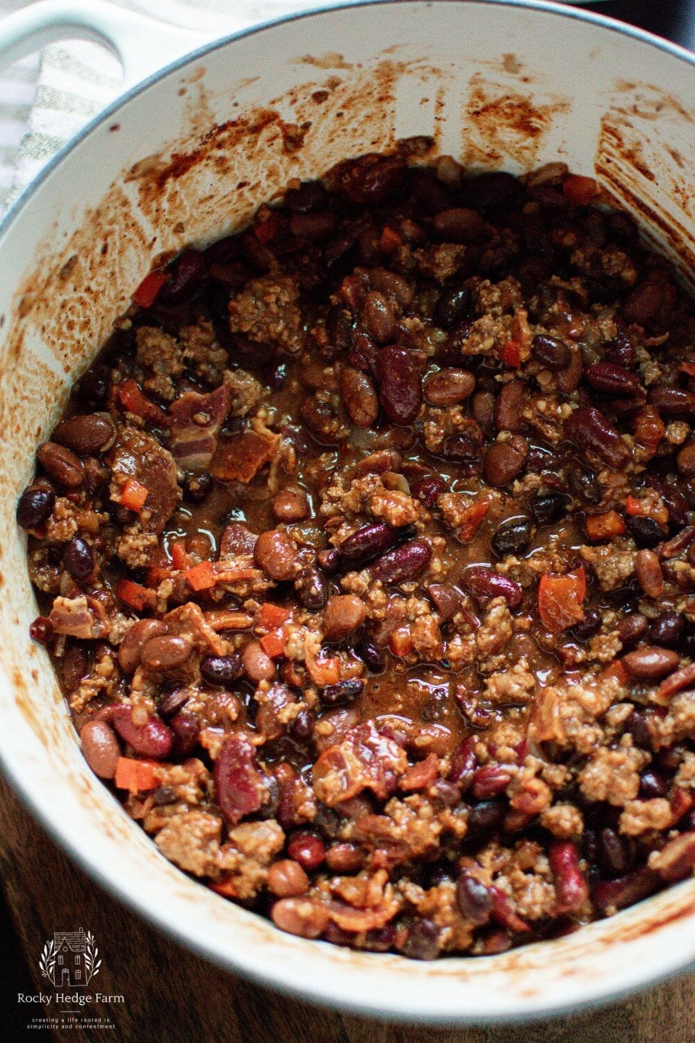 Dutch Oven Cowboy Beans Recipe With Hamburger Rocky Hedge Farm   Cowboy Beans With Ground Beef And Bacon 