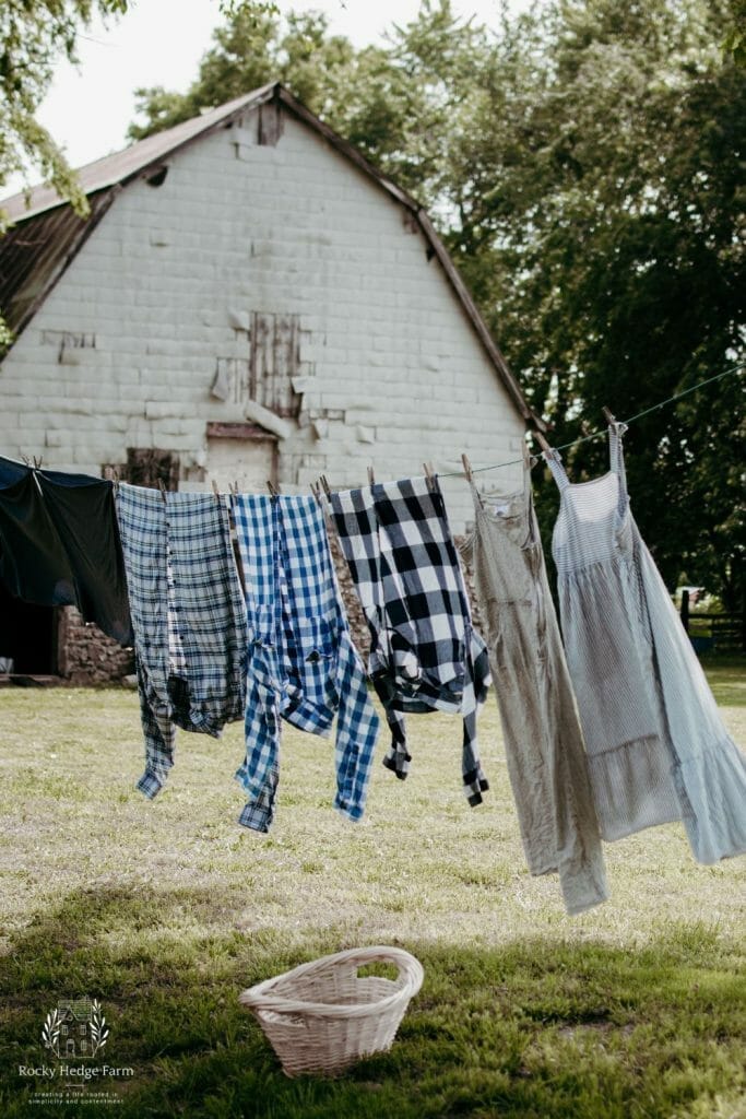 a line full of freshly washed clothes drying in the wind