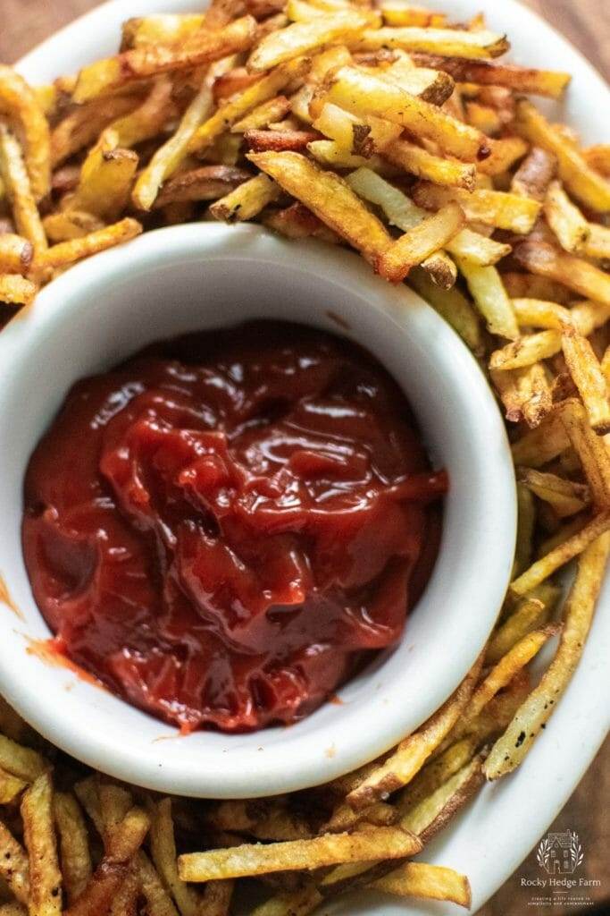 plate full of homemade pan fried french fries