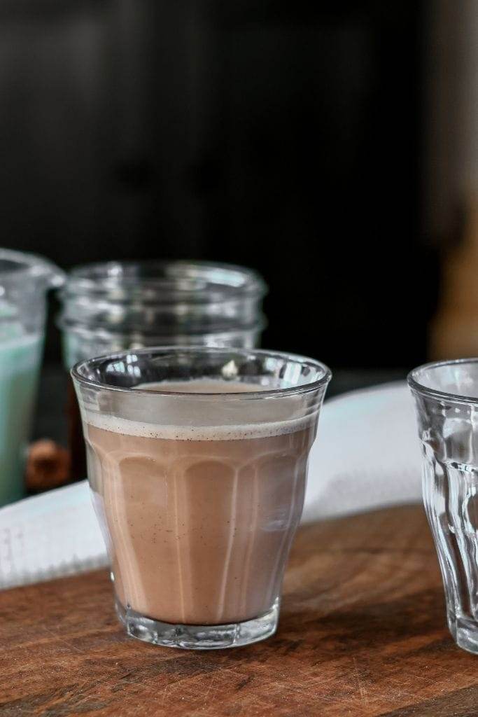 glass of homemade chocolate milk