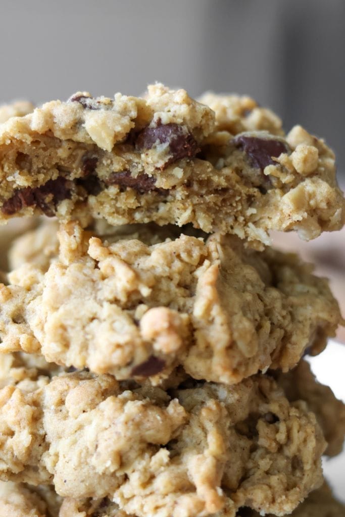 Chewy oatmeal chocolate chip cookies loaded with melty chocolate chips. No chilling required, just pure deliciousness.