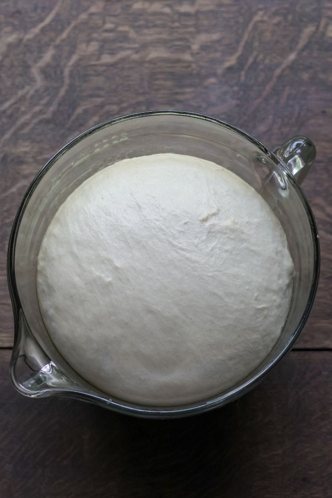 bread dough that has risen for the 1st rise