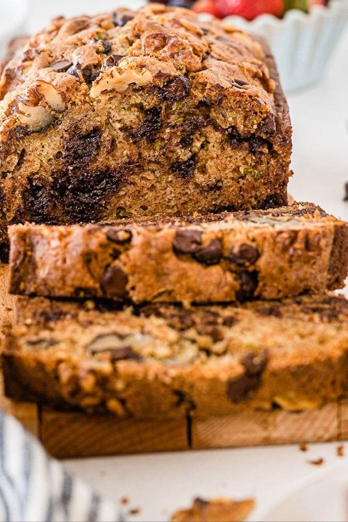 slices of chocolate chip zucchini bread