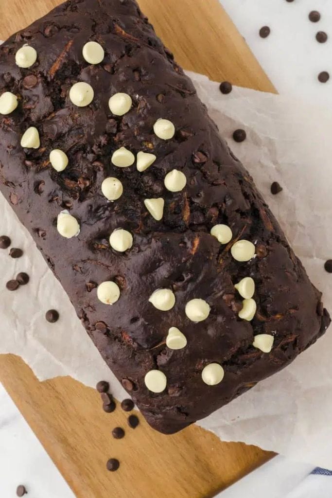 A loaf of chocolate zucchini bread