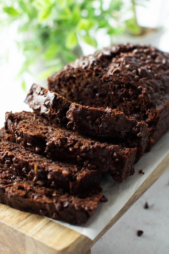 slices of double chocolate zucchini bread