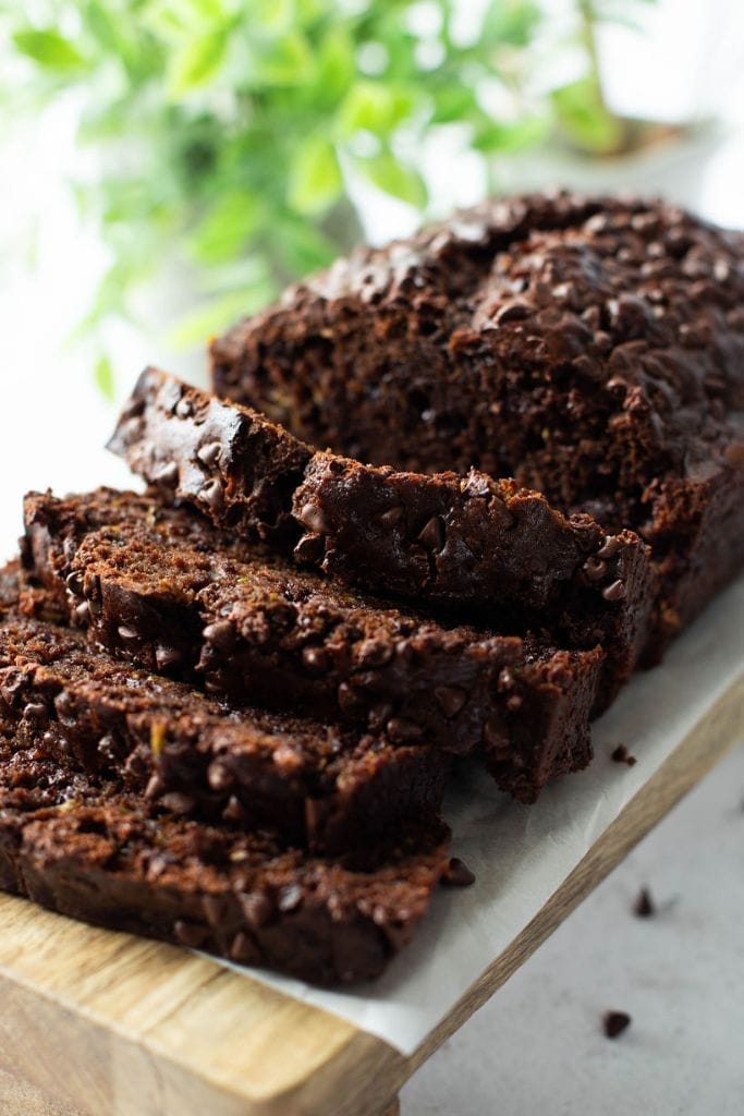 slices of double chocolate zucchini bread