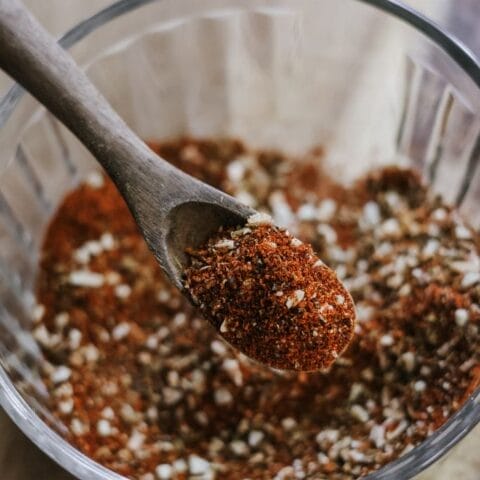 Close-up of colorful spices used in homemade fajita seasoning