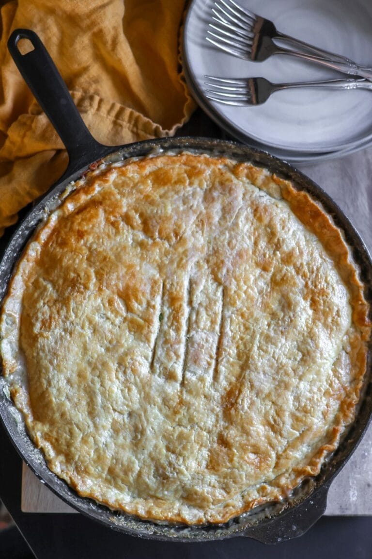 homemade skillet chicken pot pie