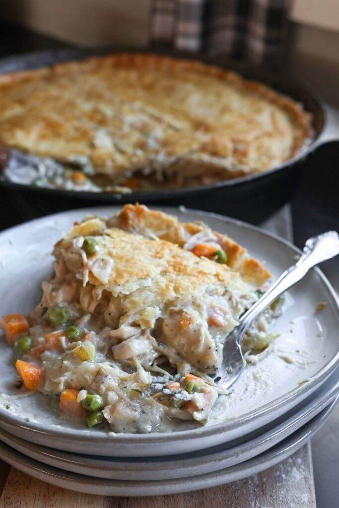 chicken pot pie on a plate