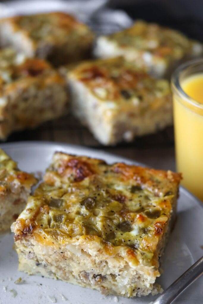 A deliciously baked Sausage Hashbrown Breakfast Casserole with crispy edges, melted cheese, and a hearty sausage and hashbrown filling.