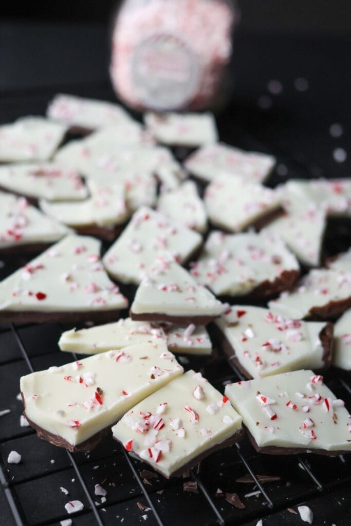 peppermint bark candy, perfect for the holidays.